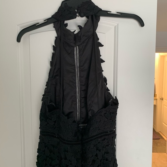 Bardot | Kara Black Crochet Overlay Halter Dress - Picture 6 of 8